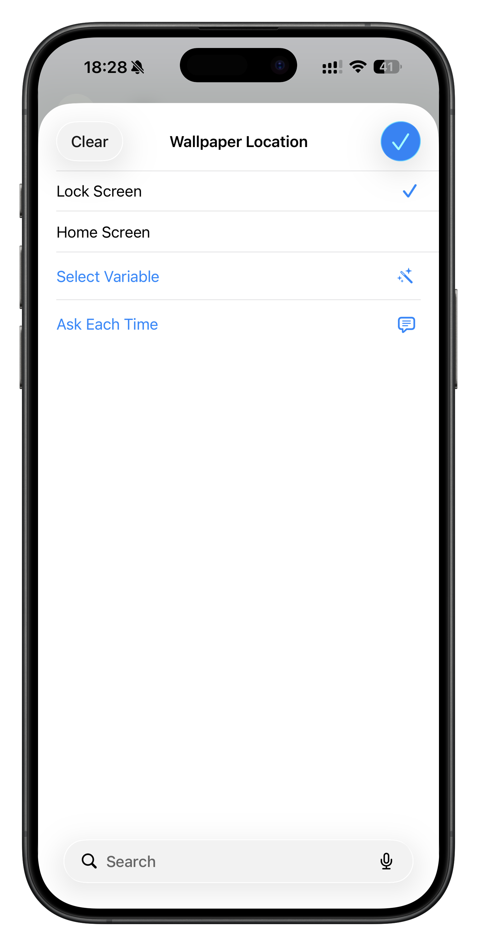 Confirm wallpaper action